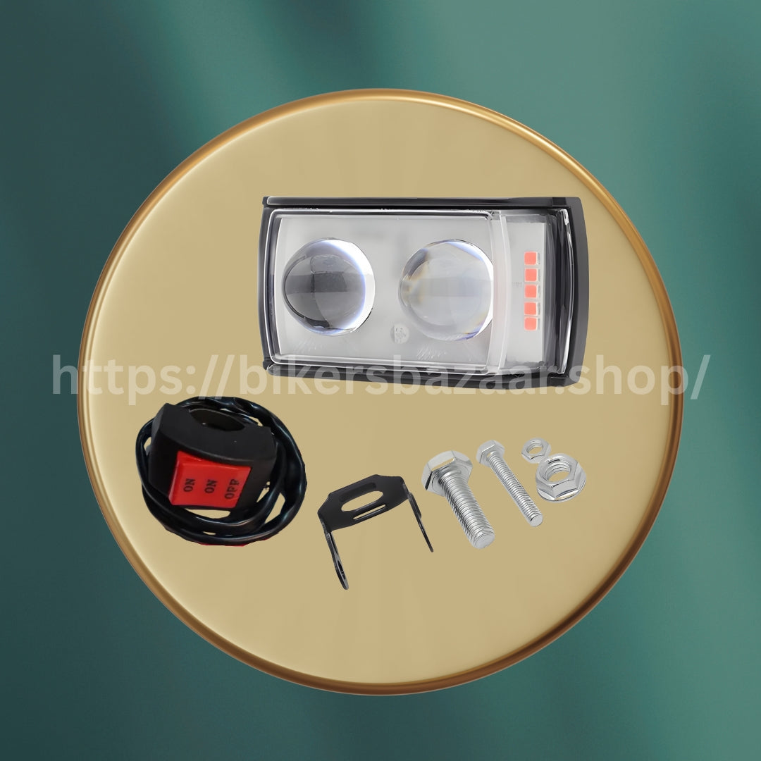 Dual Lens Projector Driving LED Light – Super Bright Universal Motorcycle Headlight